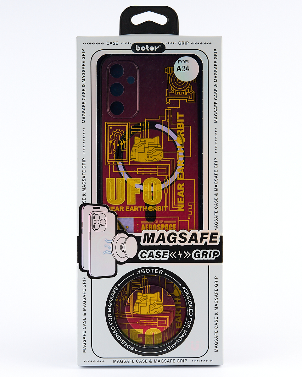 Силиконовый чехол MagSafe Boter "3D" + magsafe PopSocket для Samsung A34 05 UFO