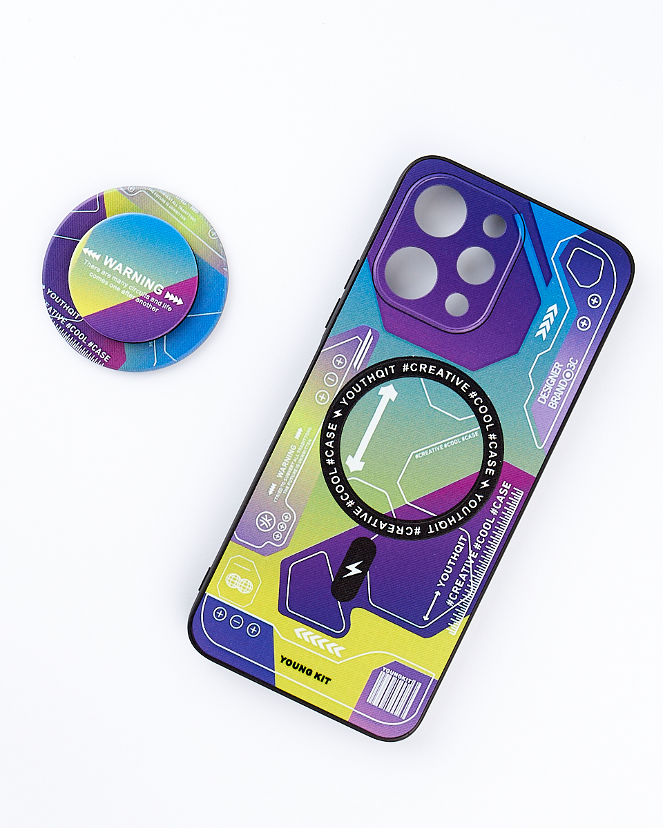 Силиконовый чехол MagSafe Boter "3D" + magsafe PopSocket для Xiaomi Redmi 12 04 abstraction