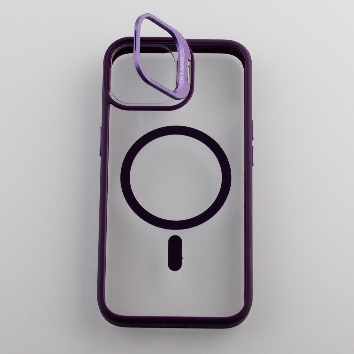 Силиконовый чехол MagSafe CAMERA GLASS PROTECTION для iPhone 14 темно-фиолетовый