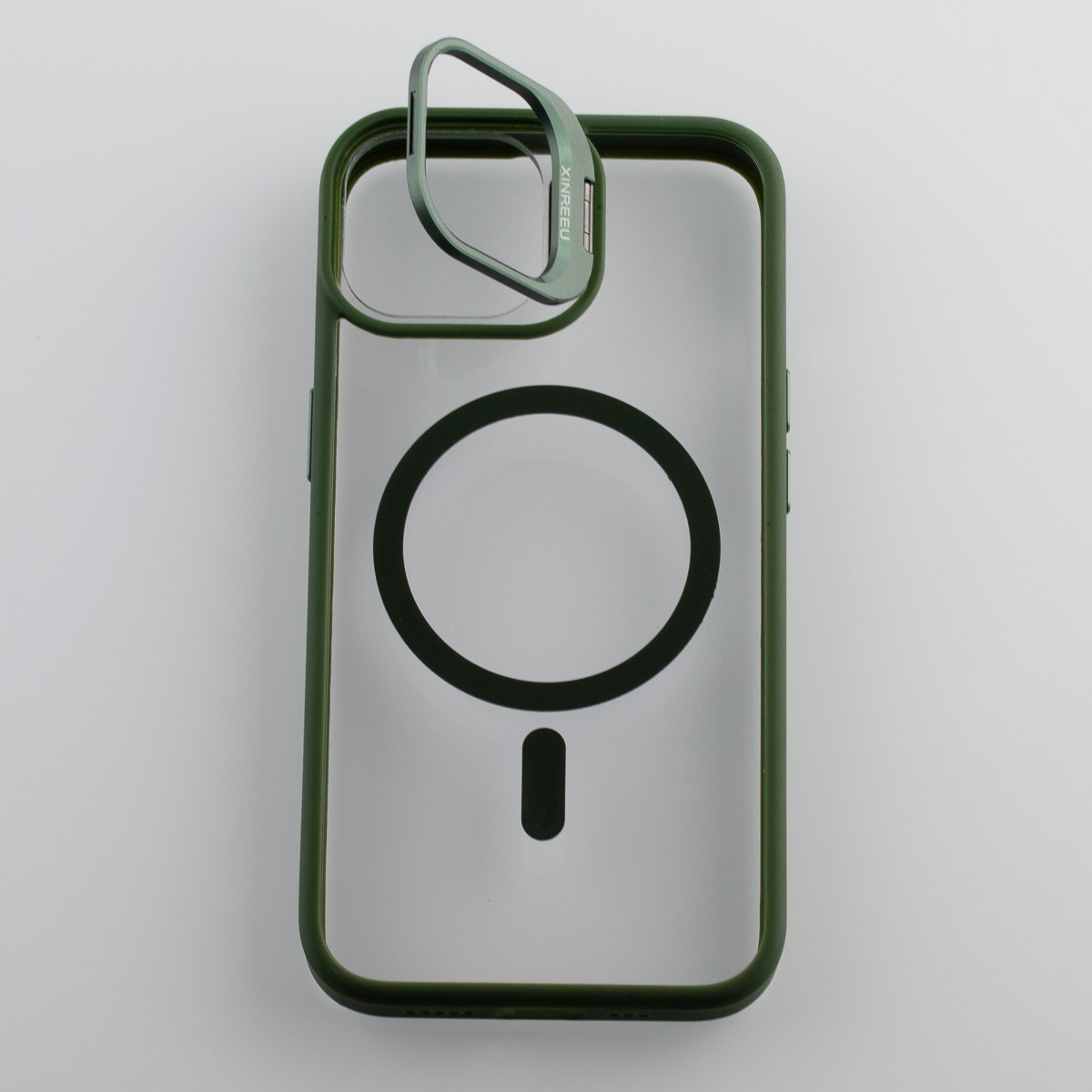 Силиконовый чехол MagSafe CAMERA GLASS PROTECTION для iPhone 14 темно-зеленый