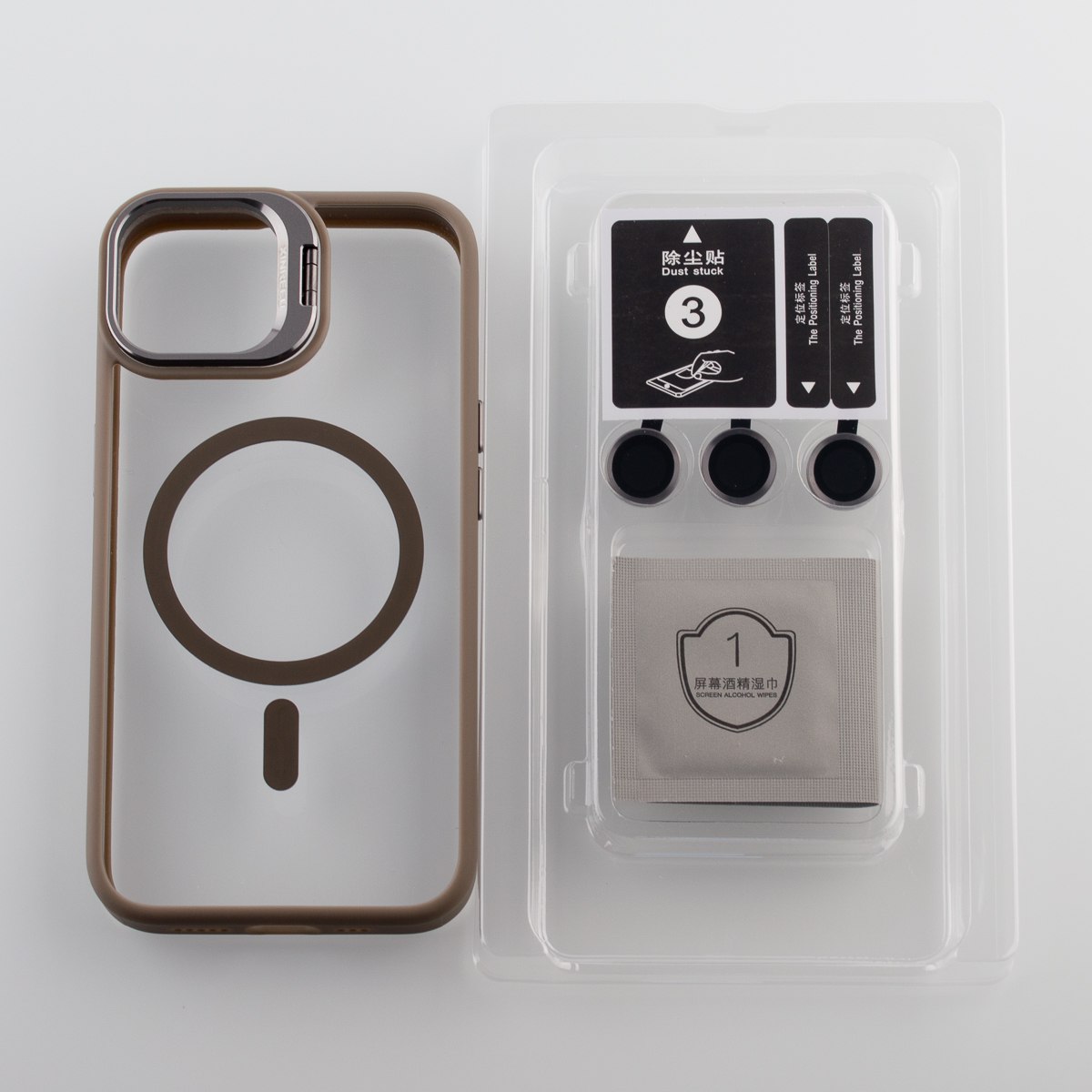 Силиконовый чехол MagSafe CAMERA GLASS PROTECTION для iPhone 15 серый