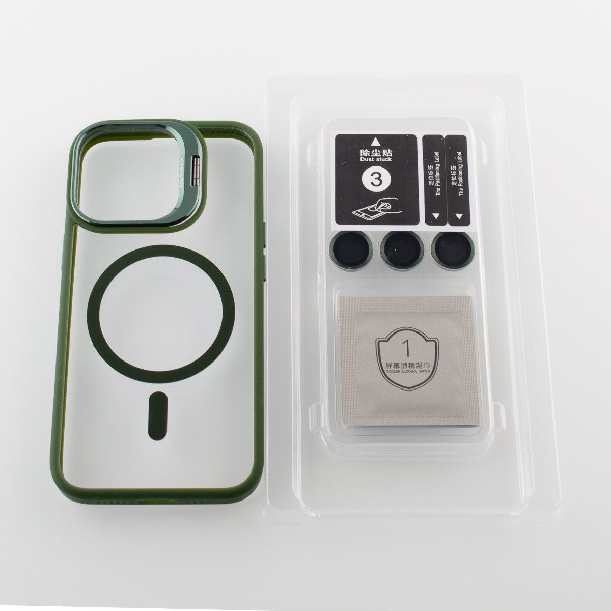 Силиконовый чехол MagSafe CAMERA GLASS PROTECTION для iPhone 13 Pro Max темно-зеленый