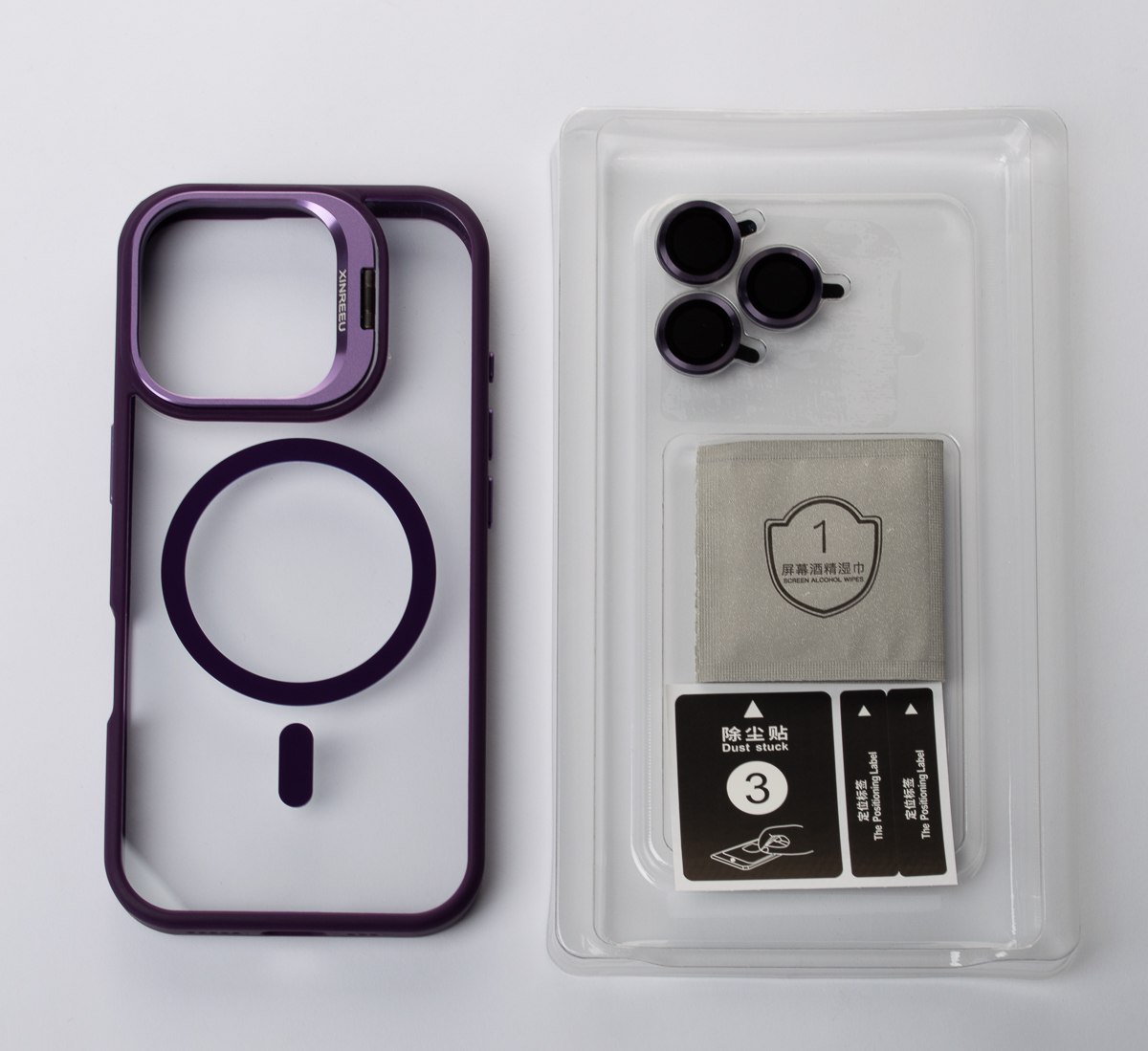 Силиконовый чехол MagSafe CAMERA GLASS PROTECTION для iPhone 16 темно-фиолетовый