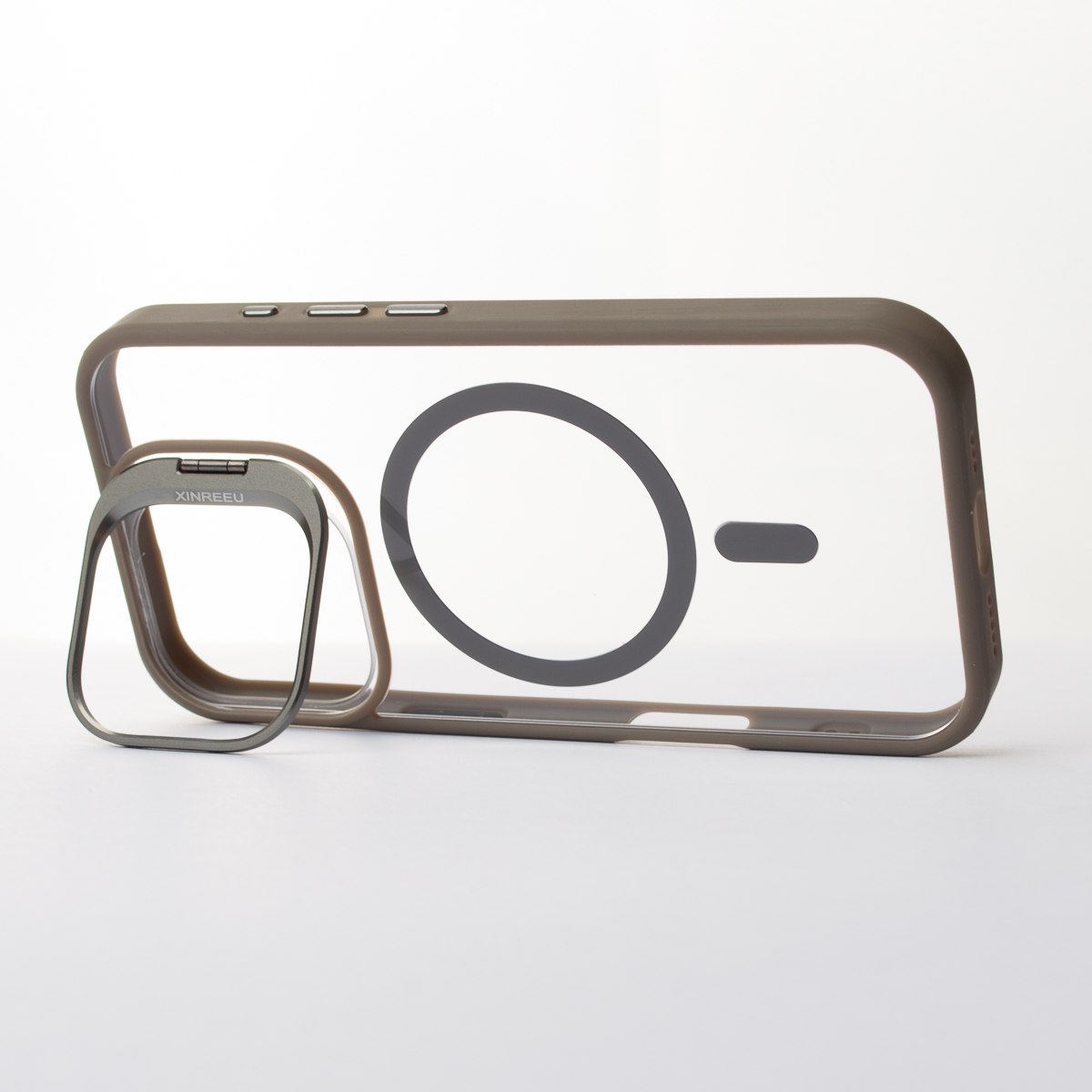 Силиконовый чехол MagSafe CAMERA GLASS PROTECTION для iPhone 16 Plus серый