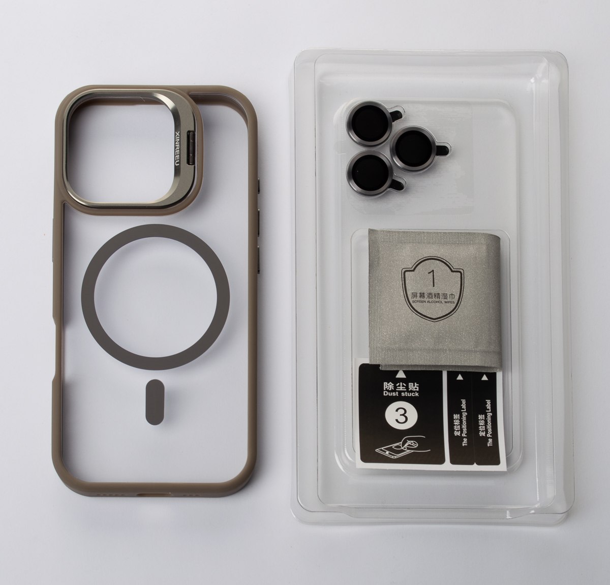 Силиконовый чехол MagSafe CAMERA GLASS PROTECTION для iPhone 16 Pro Max серый