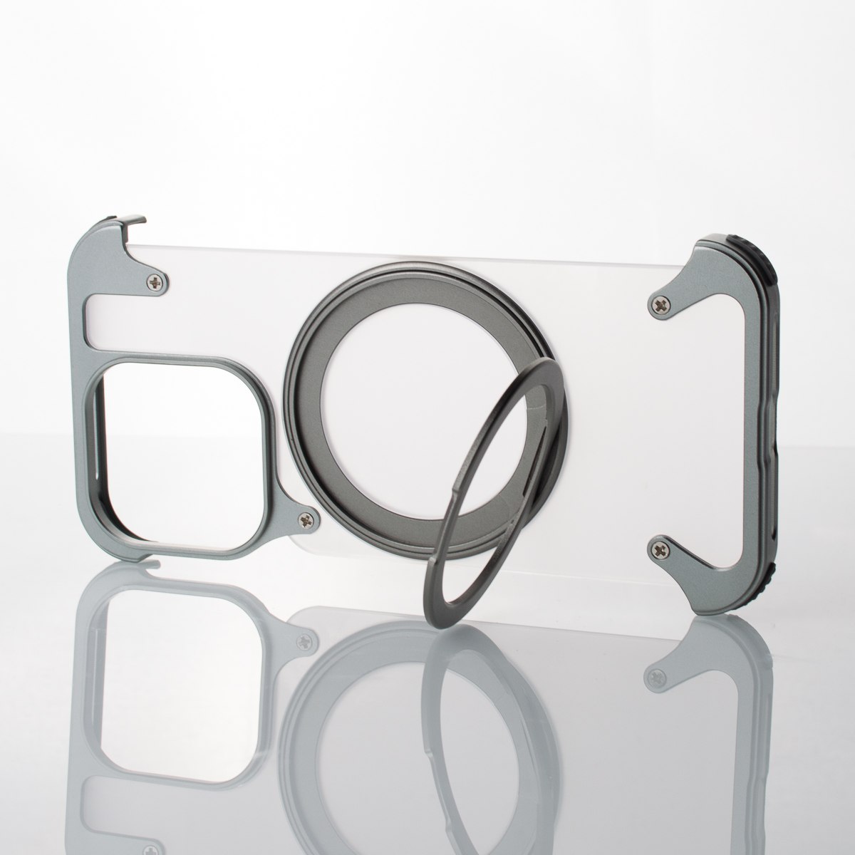 Металлический чехол FOUR CORNER AIRBAGS с поддержкой MagSafe для iPhone 15 Pro серый