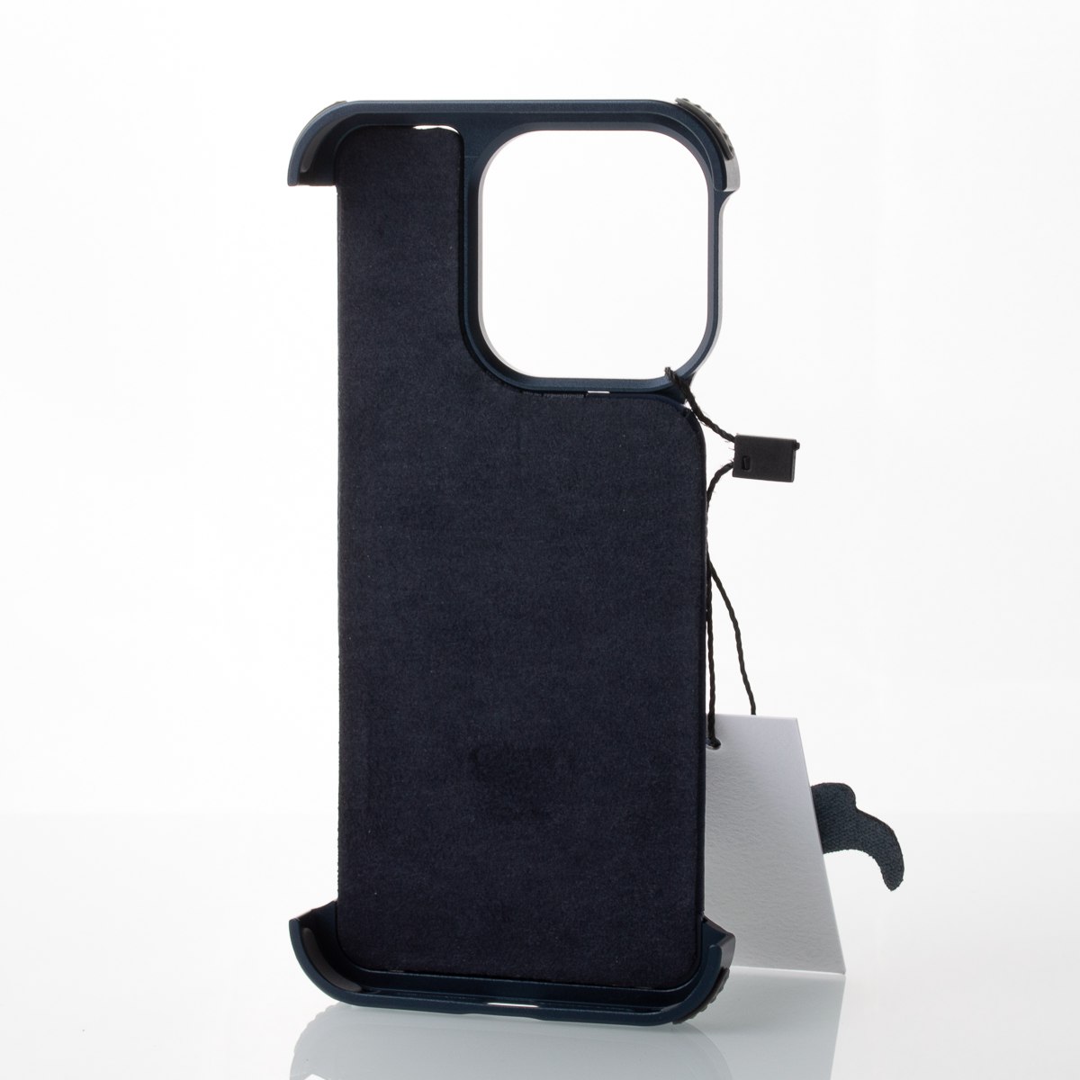 Металлический чехол LEATHER METAL FRAME с поддержкой MagSafe для iPhone 15 Pro темно-синий