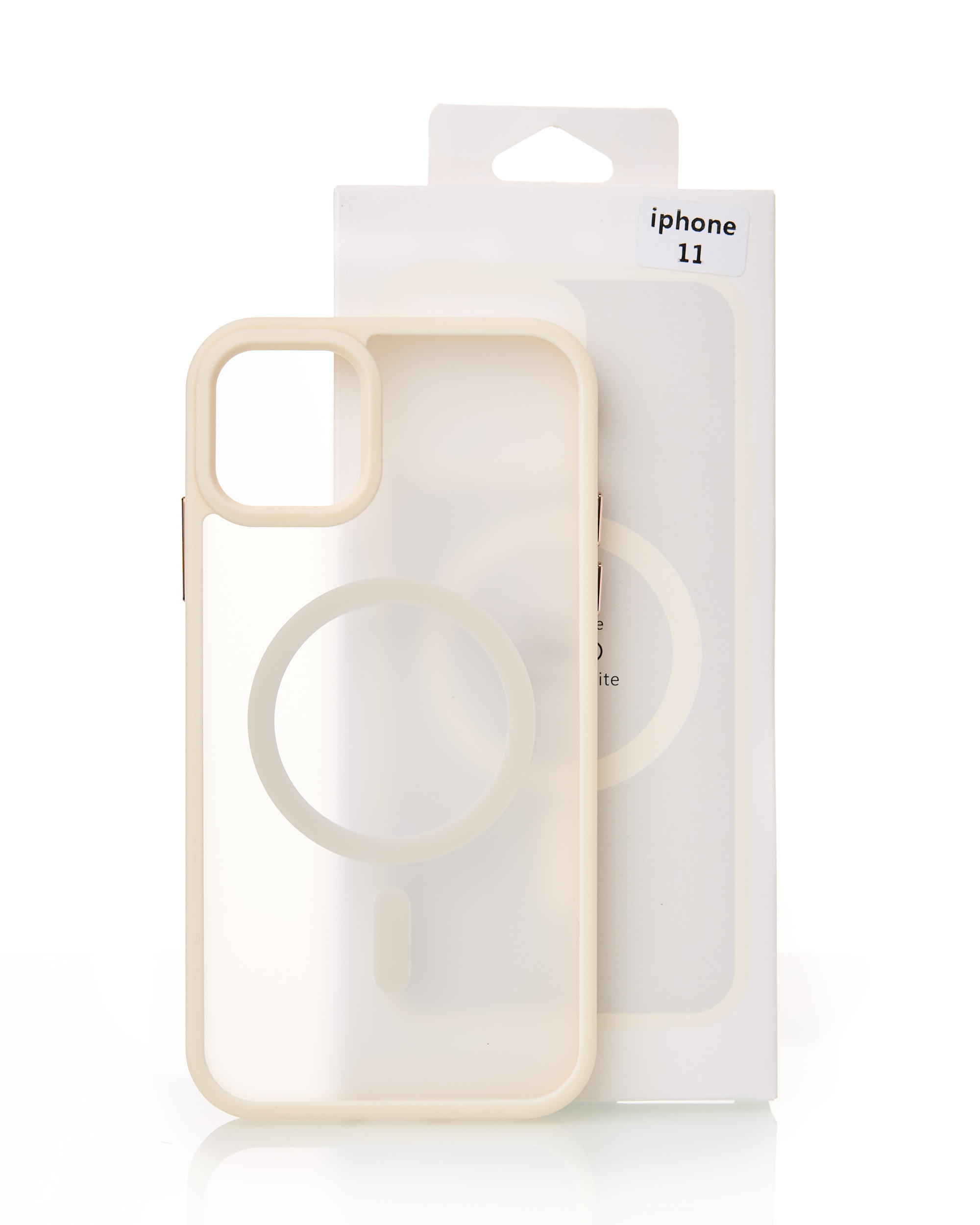 Силиконовый чехол MATTE с поддержкой MagSafe для iPhone 11 cream