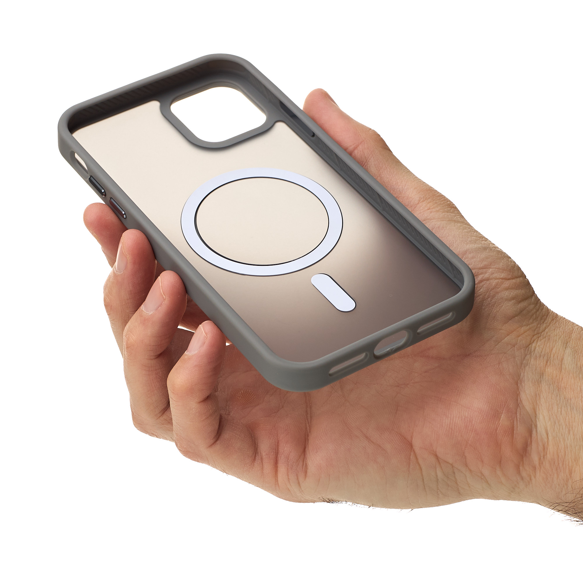 Силиконовый чехол MATTE с поддержкой MagSafe для iPhone 15 titanium black