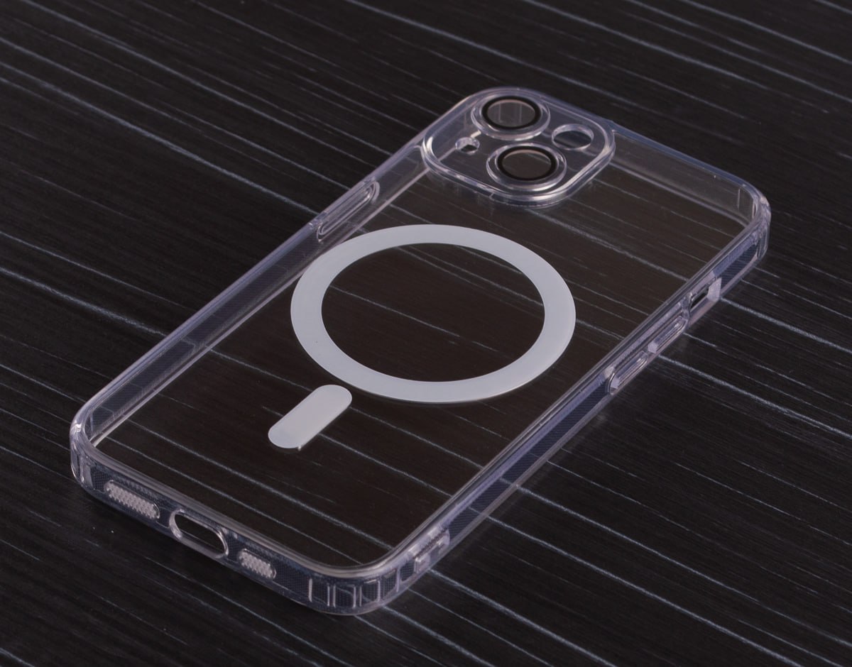 Силиконовый чехол SHADE PHONE с поддержкой MagSafe для iPhone15 Plus прозрачный