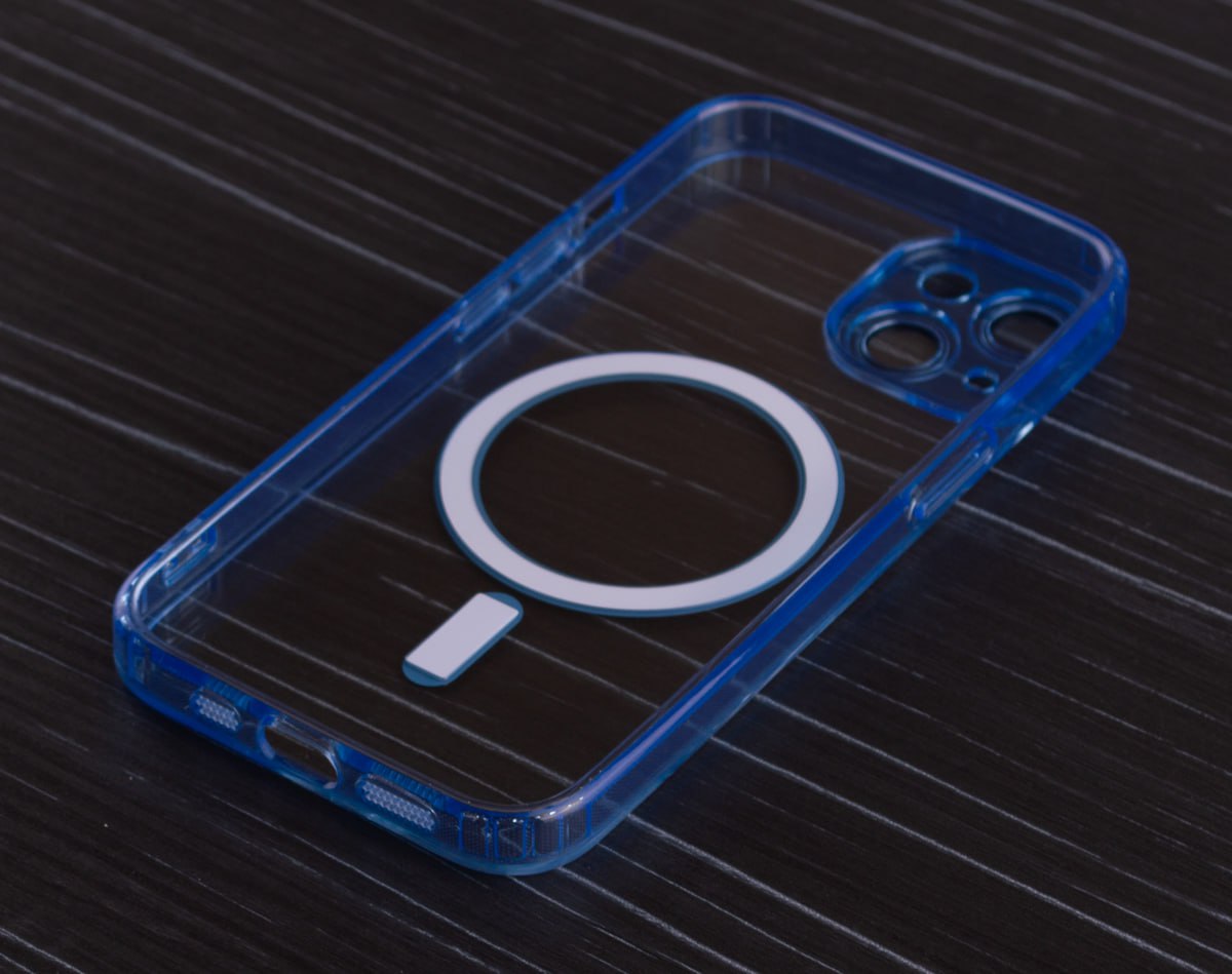 Силиконовый чехол SHADE PHONE с поддержкой MagSafe для iPhone15 Plus синий