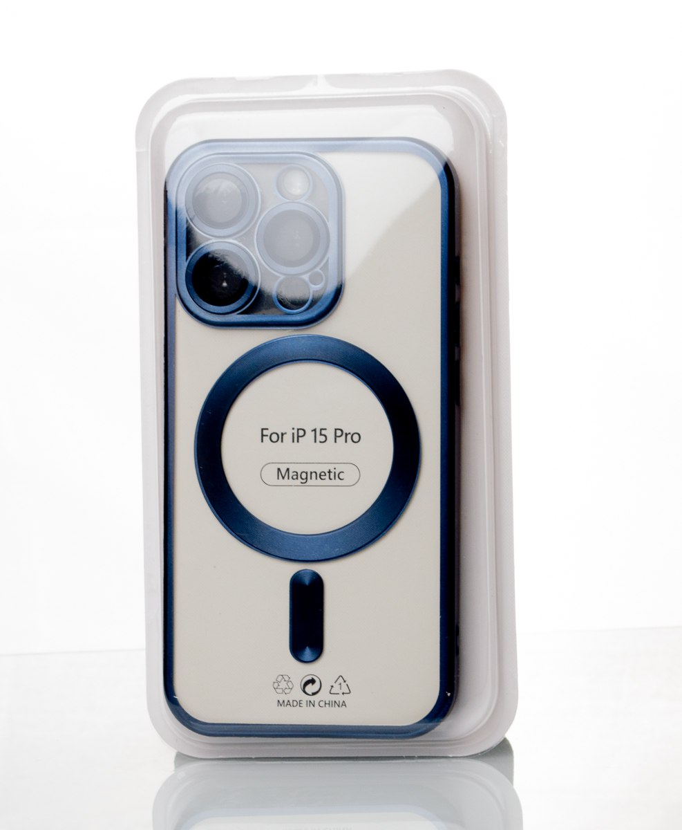 Силиконовый чехол MagSafe SHINING MATTE для iPhone 15 Pro blue titanium