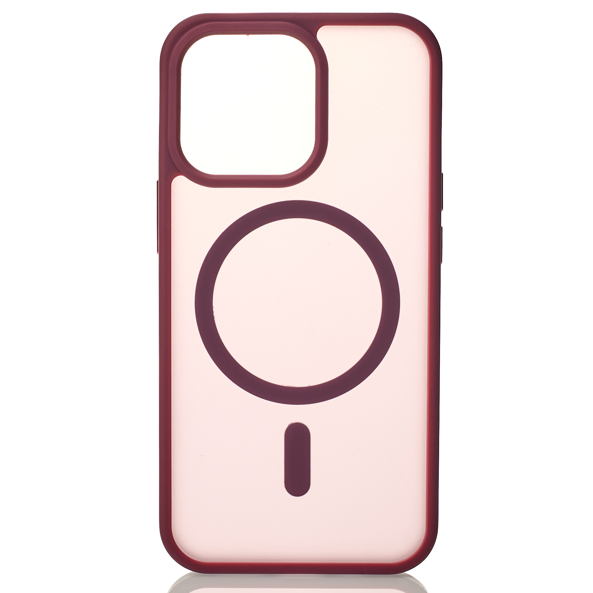 Силиконовый чехол MATTE с поддержкой MagSafe для iPhone 15 Pro burgundy