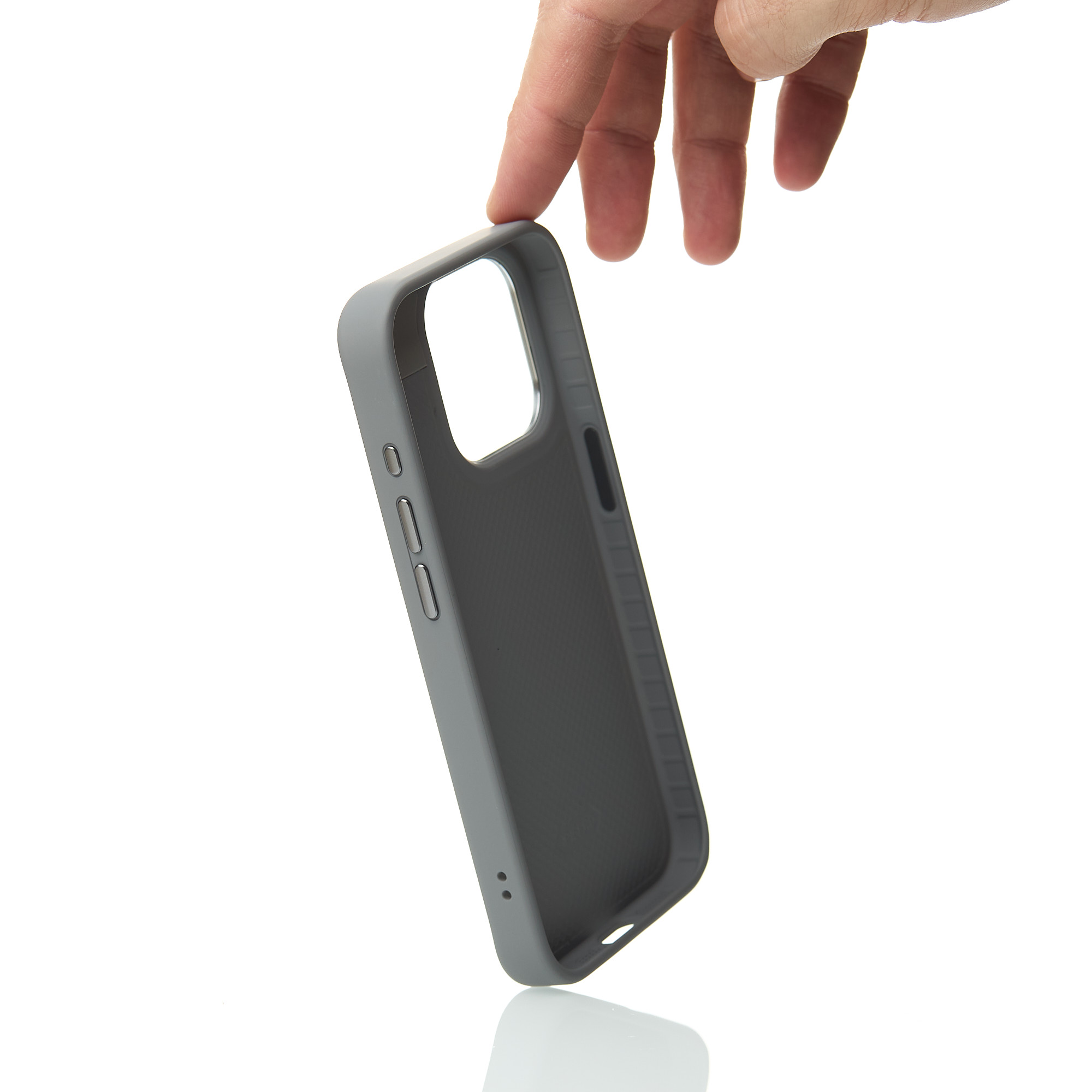 Силиконовый чехол NFC для iPhone 15 Pro серый