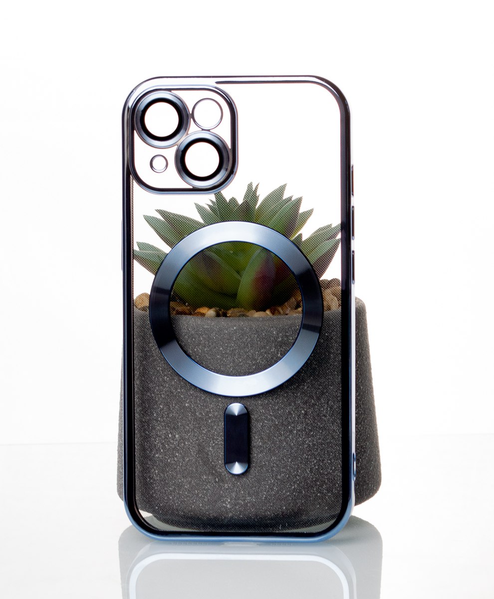 Силиконовый чехол SHINING с поддержкой MagSafe для iPhone 15 Plus синий