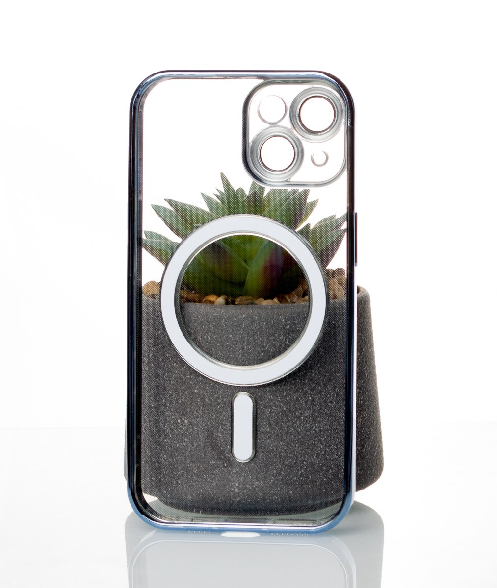 Силиконовый чехол SHINING с поддержкой MagSafe для iPhone 15 Plus синий