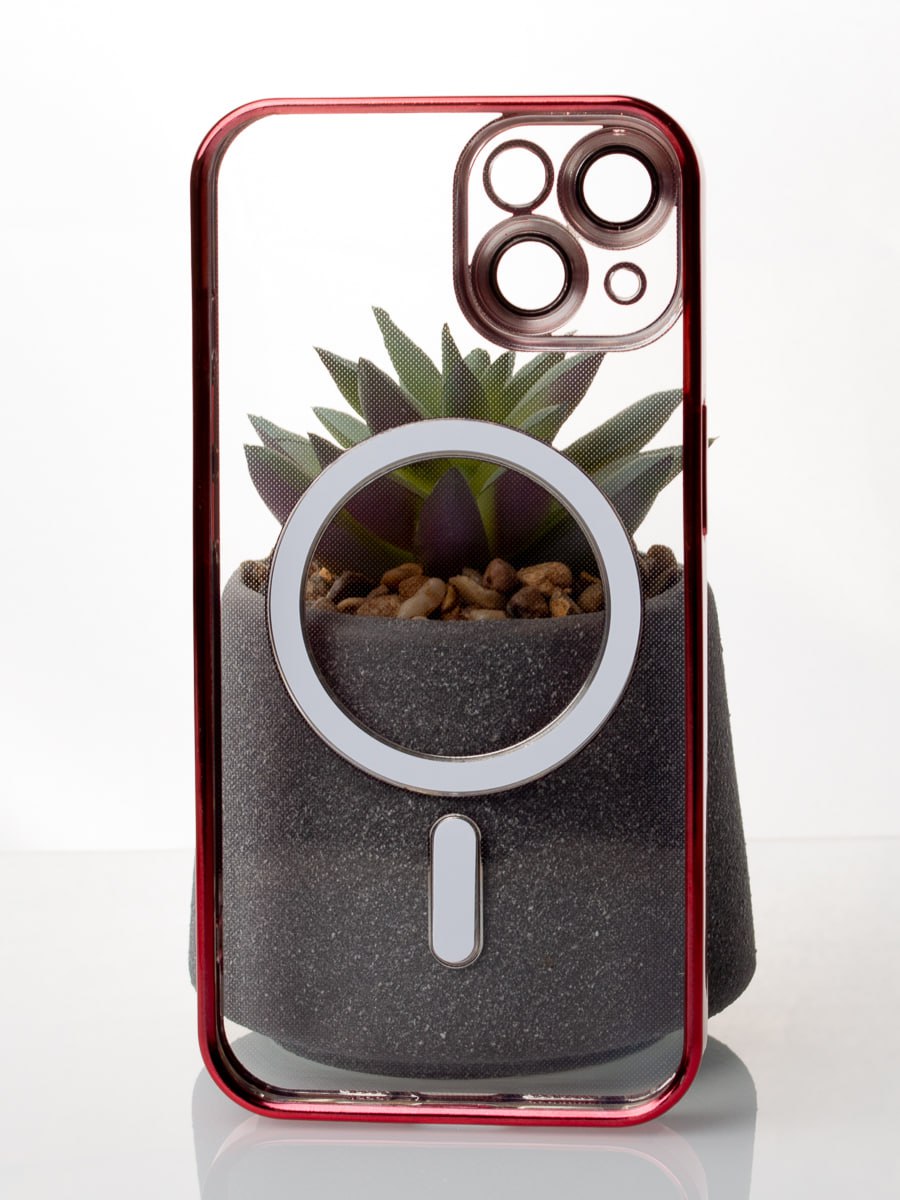 Силиконовый чехол SHINING с поддержкой MagSafe для iPhone 14 красный