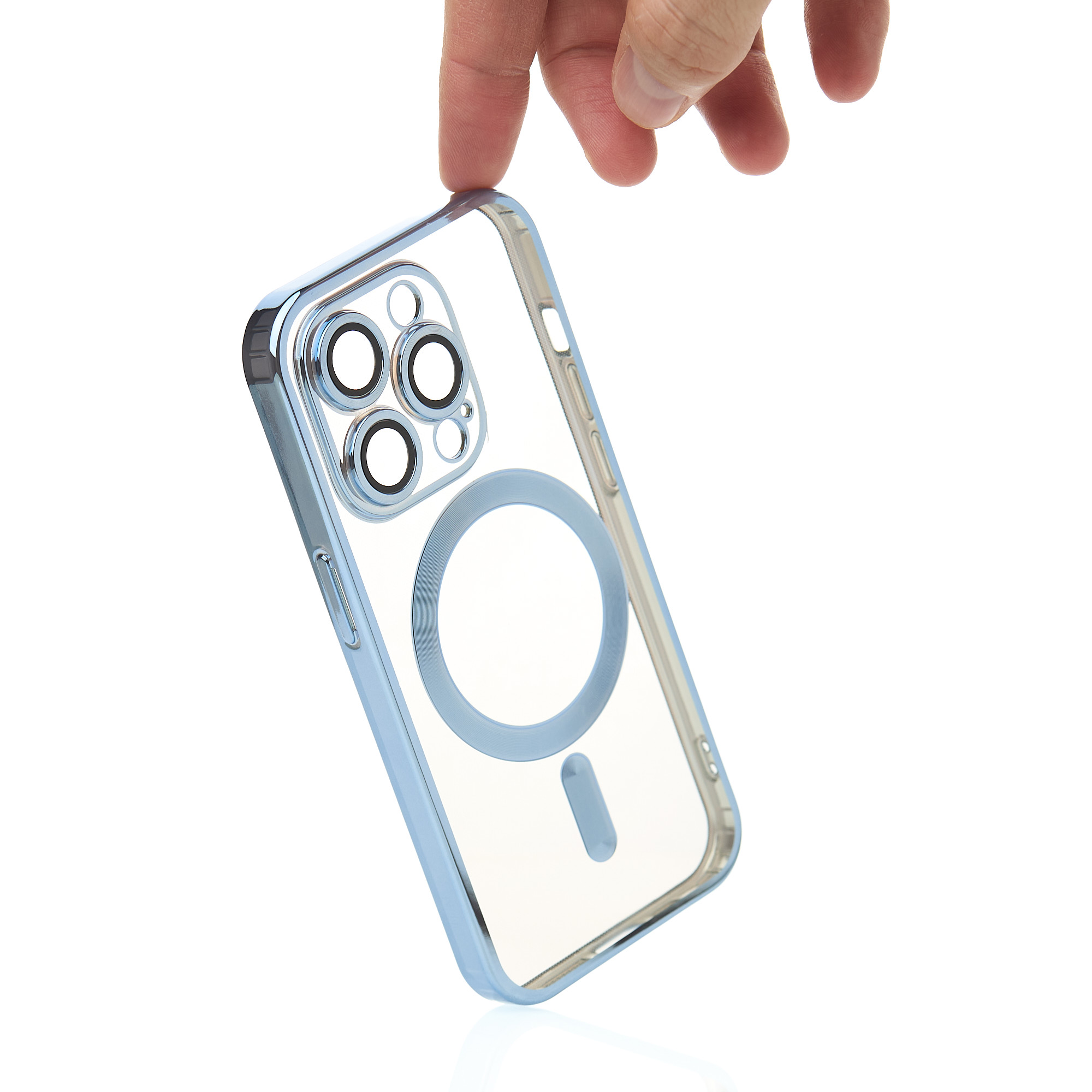 Силиконовый чехол SHINING с поддержкой MagSafe для iPhone 15 Pro Max синий