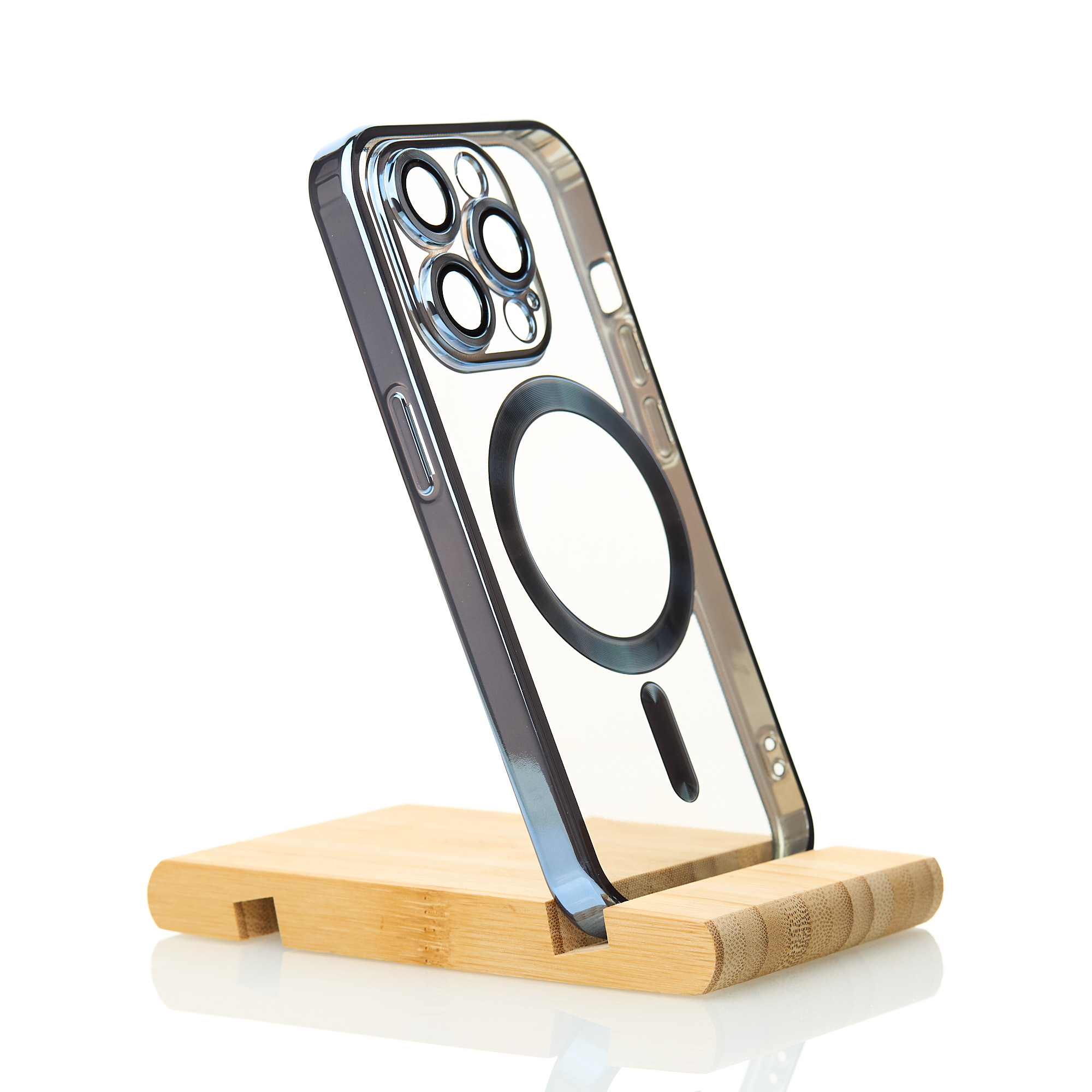 Силиконовый чехол SHINING с поддержкой MagSafe для iPhone 15 Pro синий