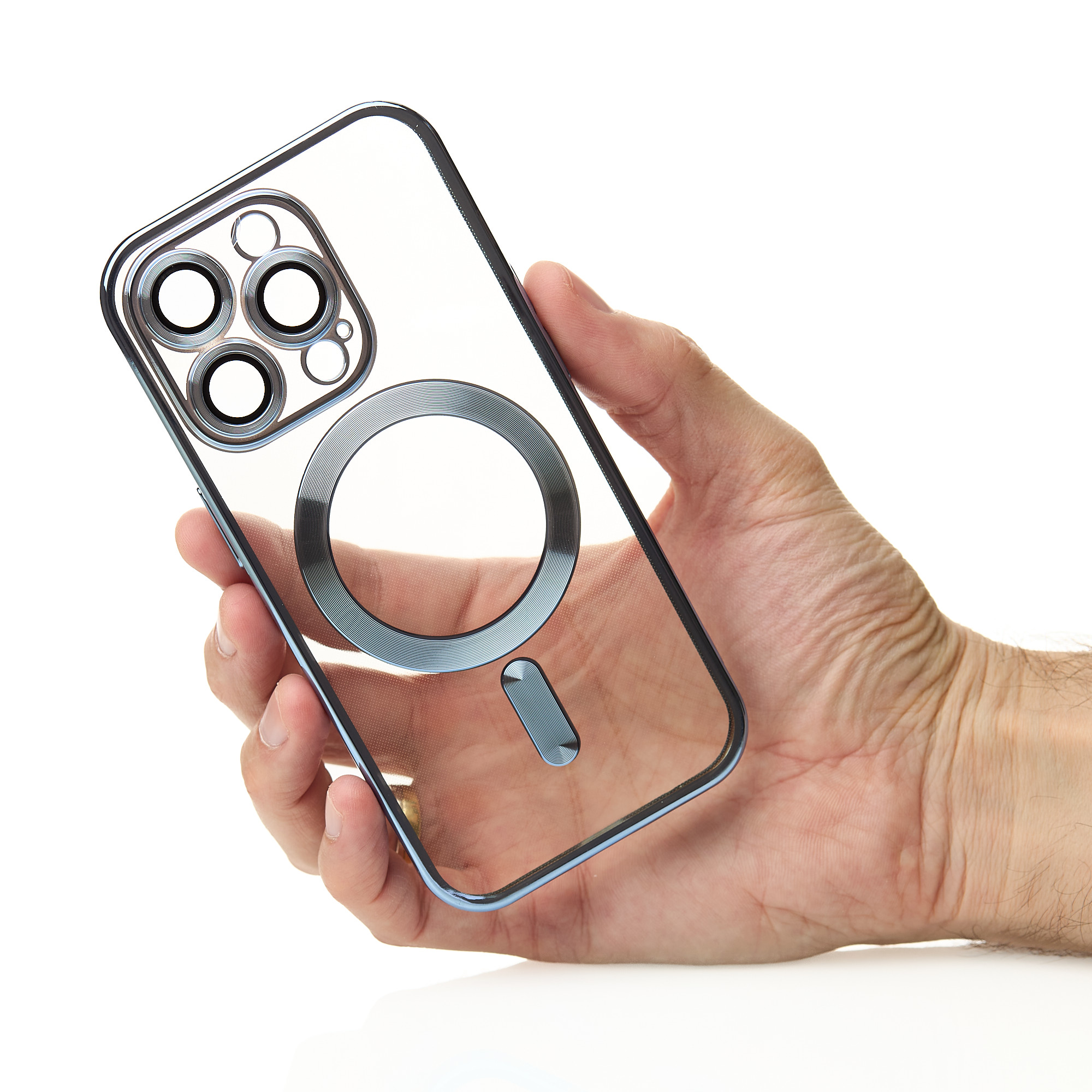 Силиконовый чехол SHINING с поддержкой MagSafe для iPhone 15 Pro синий