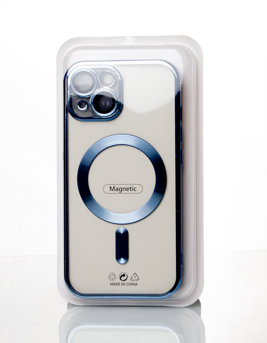 Силиконовый чехол SHINING с поддержкой MagSafe для iPhone 15 Plus синий