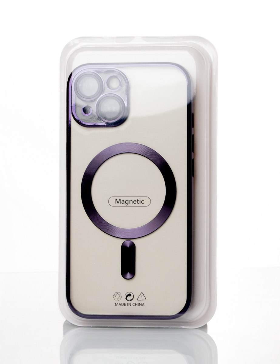 Силиконовый чехол SHINING с поддержкой MagSafe для iPhone 15 Plus темно-фиолетовый