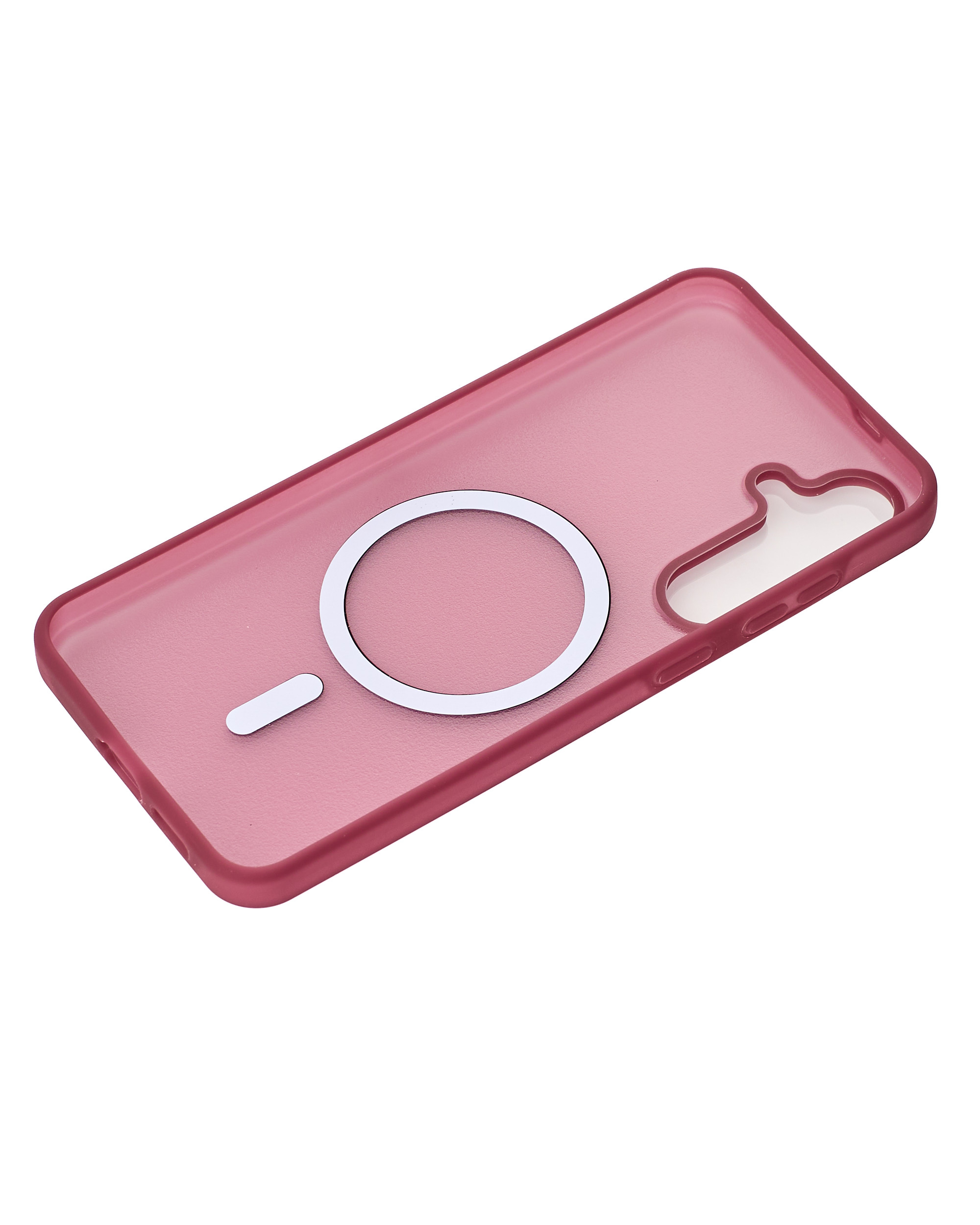 Силиконовый чехол SOFT MATT с поддержкой MagSafe для Samsung S24/S25 cherry red