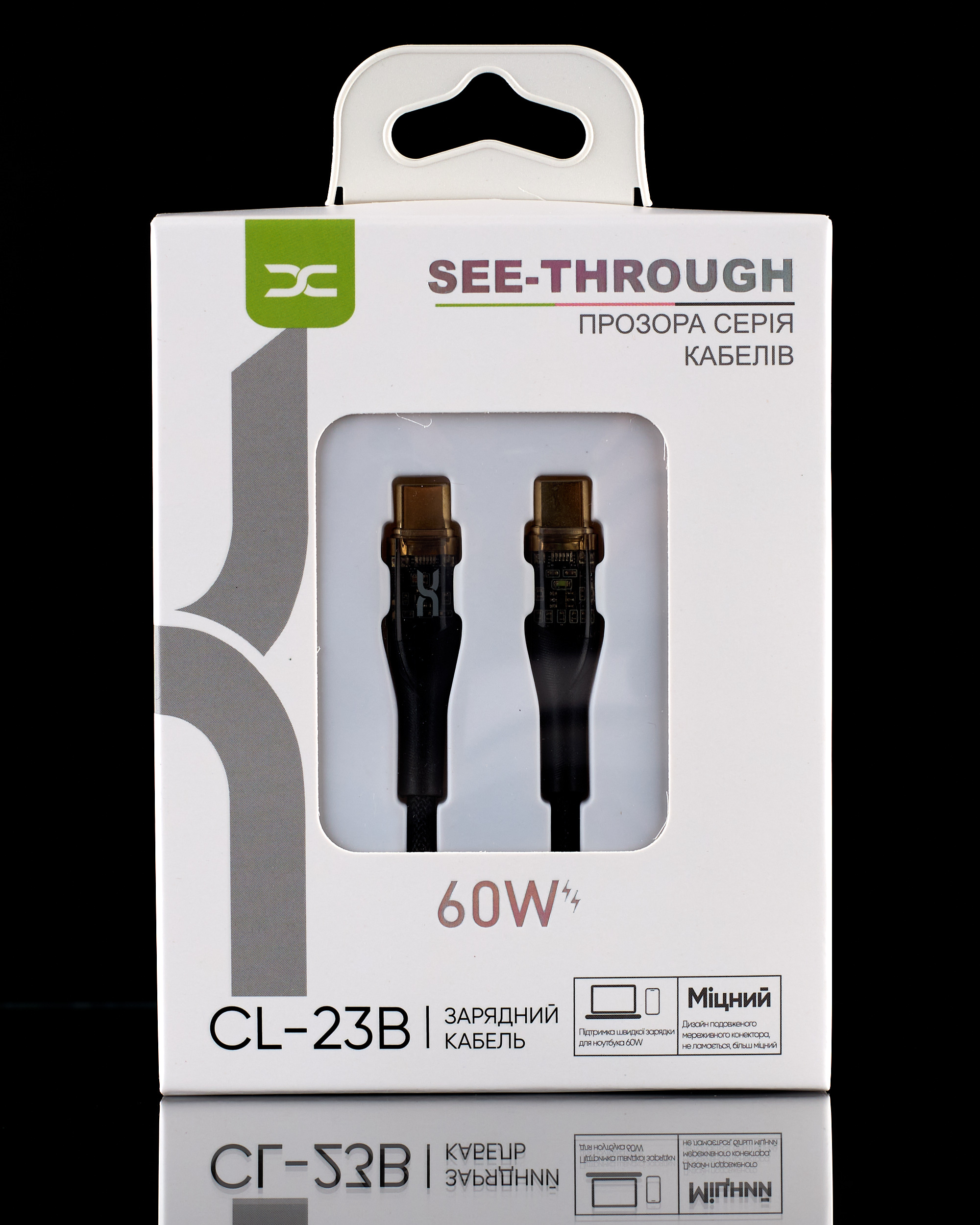 USB cable DC Type-C to Type-C (CL-23B) 60W черный