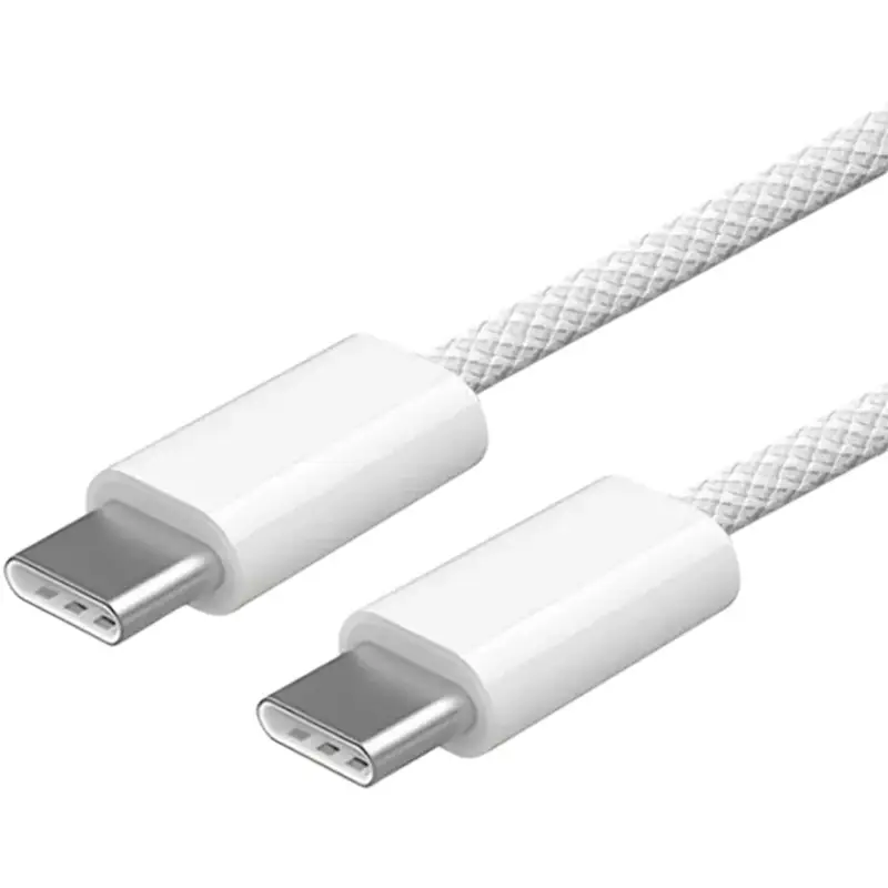 USB cable Foxconn Type-C to Type-C тканевый (тех. пакет) белый